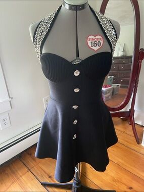 Weasel Wear Kraken embellished halter dress NWT